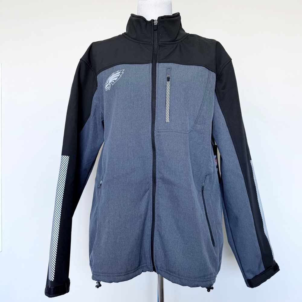 Philadelphia Eagles Men’s Winter Coat Jacket Size Large Black Gray Reflective